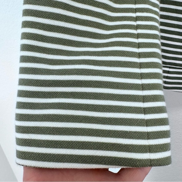 Talbots Size 10 Sweater Blazer Green Cream Striped Soft Cotton Aberdeen Casual - Picture 5 of 9